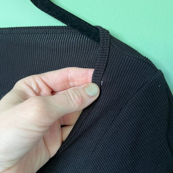 Revolve LNA Asymmetrical Neck Rayon Ribbed Rio Tee Shirt Size Medium M - Picture 6 of 8